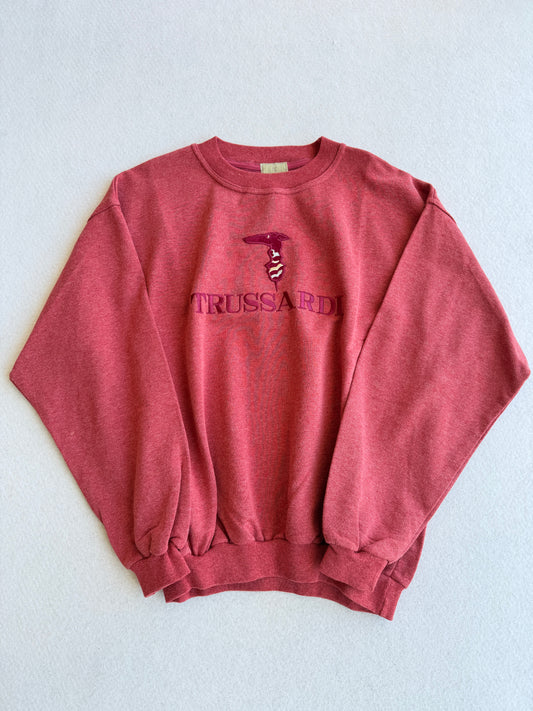 Felpa vintage Trussardi corallo ricamata tg M
