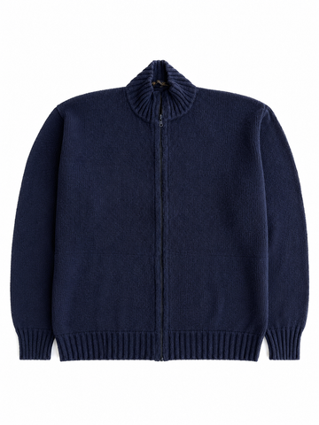 Maglia vintage Loro Piana cotone blu 1/4 zip tg XL