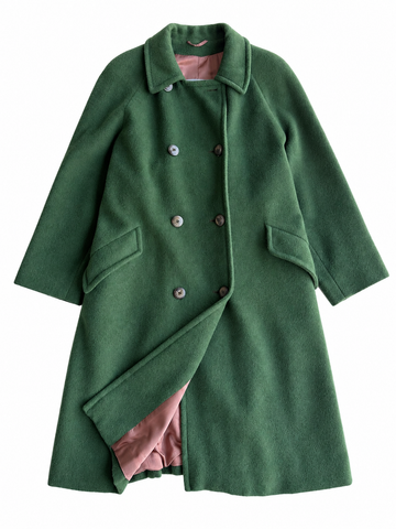 Cappotto vintage Aquascutum mohair lana verde tg M
