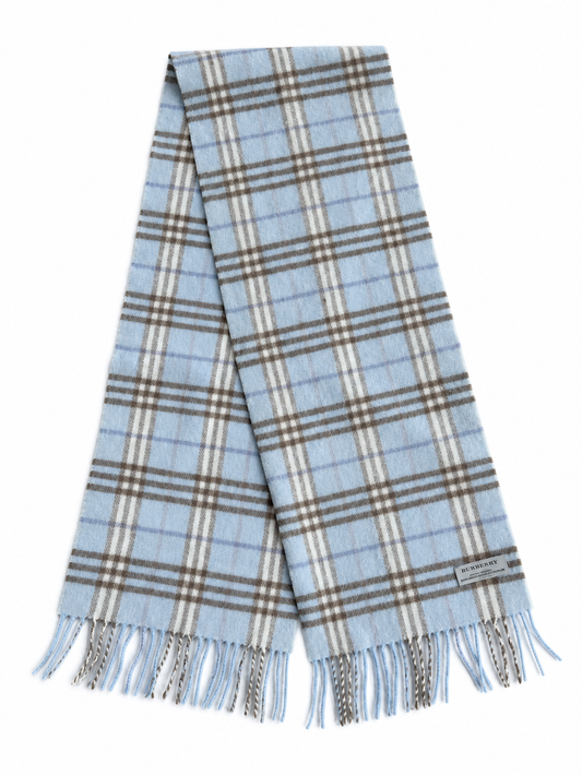 Sciarpa vintage Burberry tartan celeste/marrone