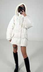 Carica l&#39;immagine nel visualizzatore di Gallery, Giacca vintage Moncler bianco con cappuccio tg M
