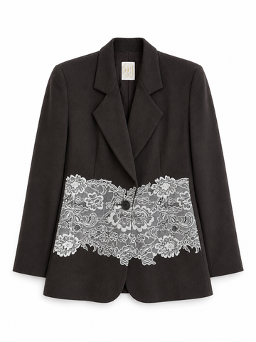 Blazer vintage G. Ferrè in lana marrone con ricamo tg M