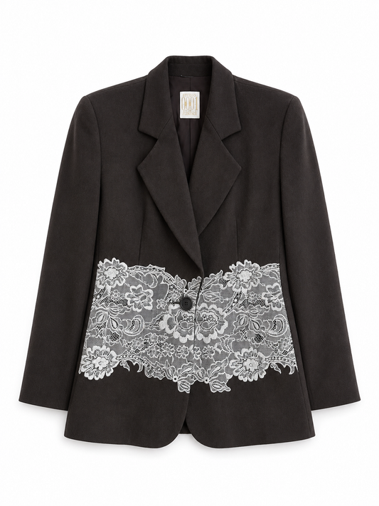 Blazer vintage G. Ferrè in lana marrone con ricamo tg M