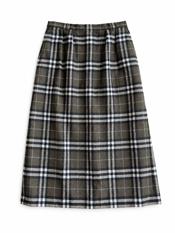 Gonna kilt vintage Burberry tartan verdone in lana tg S
