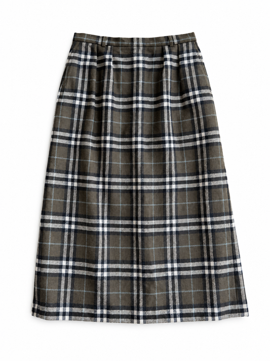 Gonna kilt vintage Burberry tartan verdone in lana tg S