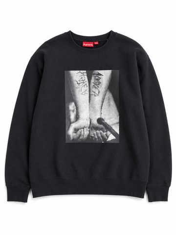 Felpa vintage Supreme nera con stampa tg XL