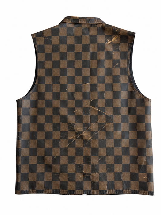 Gilet vintage Fendi pelle zucca/nero tg S