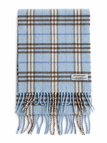 Sciarpa vintage Burberry tartan celeste/marrone