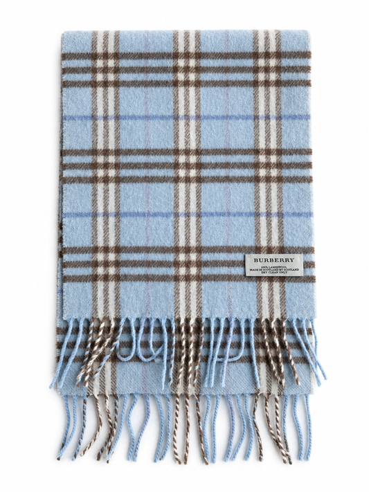 Sciarpa vintage Burberry tartan celeste/marrone