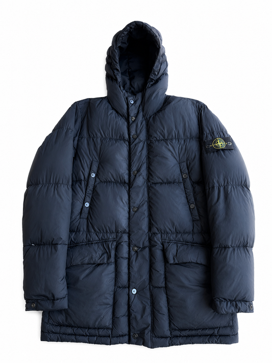 Giacca vintage Stone Island garment crinkle reps long parka tg M
