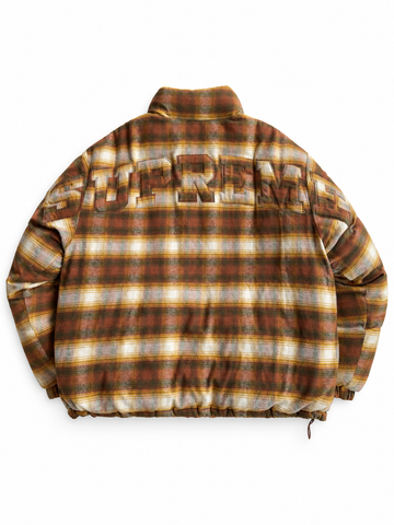 Supreme Flannel Reversible Puffer Jacket Brown tg XL