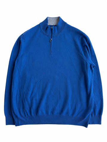 Maglia vintage Falconeri cashmere blu 1/4 zip tg XL+