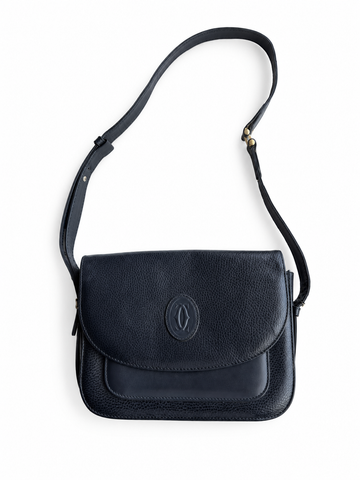 Borsa vintage Cartier blu pelle a spalla