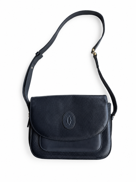 Borsa vintage Cartier blu pelle a spalla