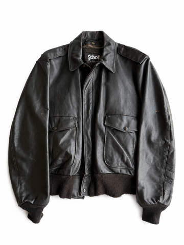 Giacca vintage Schott marrone pelle con interno tg 50