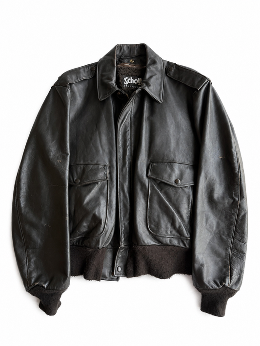 Giacca vintage Schott marrone pelle con interno tg 50