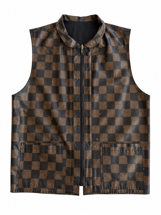 Gilet vintage Fendi pelle zucca/nero tg S