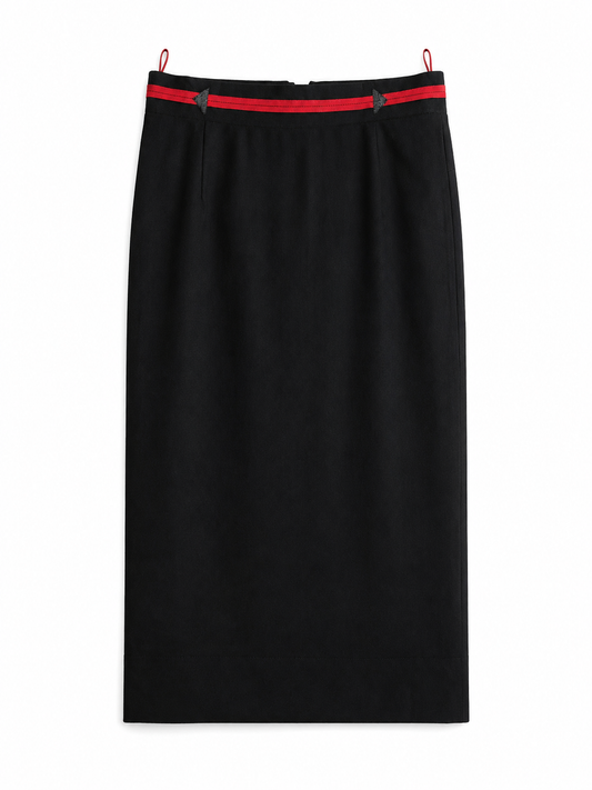 Gonna vintage Prada nero lana con cintura tg 44