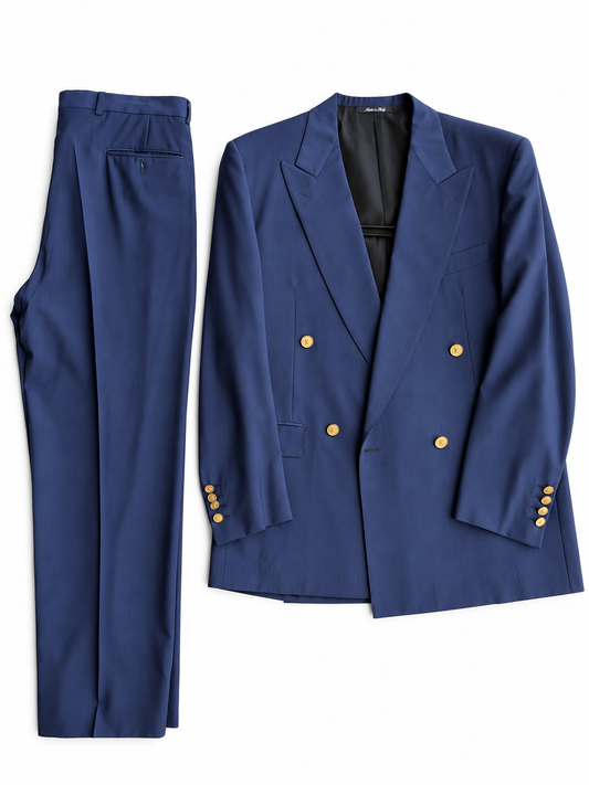 Abito vintage Yves Saint Laurent blu lana doppiopetto tg 48