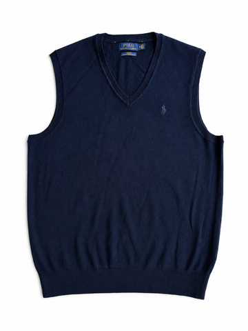 Gilet vintage Ralph Lauren 100% lana merino blu tg M