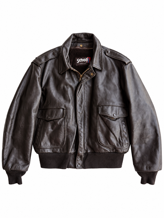 Giacca vintage Schott marrone pelle con interno tg 50