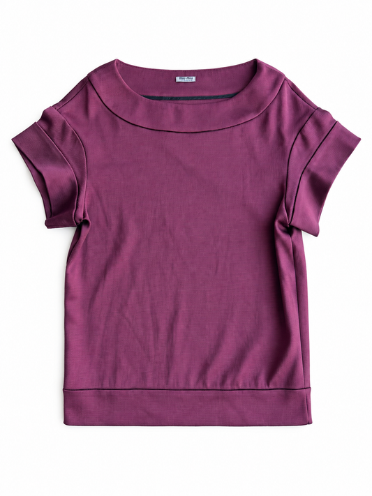 T-shirt vintage Miu Miu seta/poli bordeaux tg 42