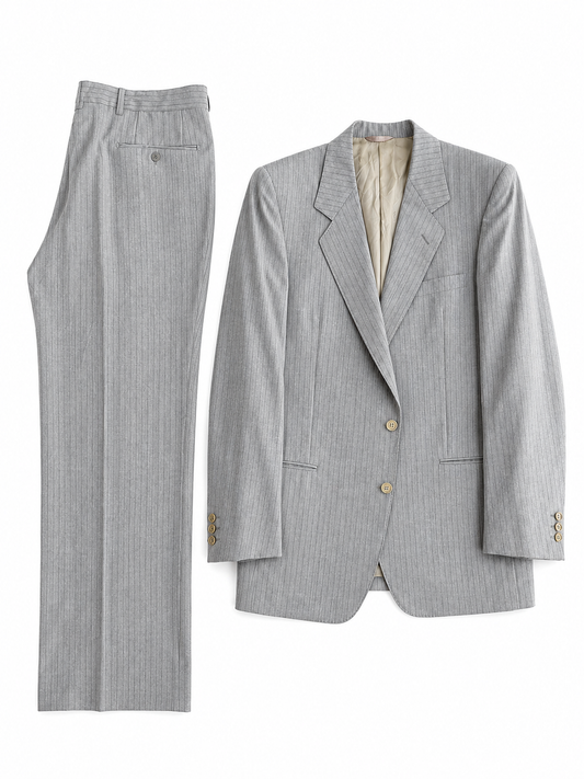 Abito vintage Yves Saint Laurent lana beige righe tg 50