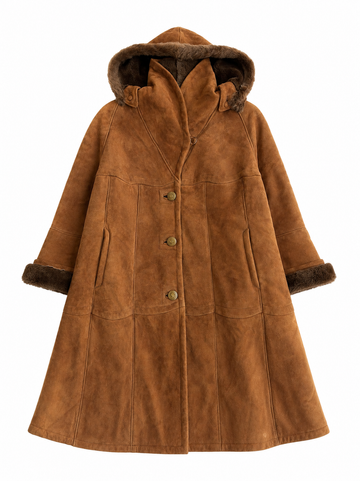 Montone vintage Shearling whisky cappuccio tg 42