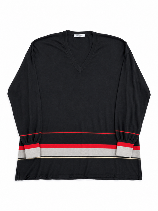 Maglia vintage Givenchy in lana nero con bande tg XS+