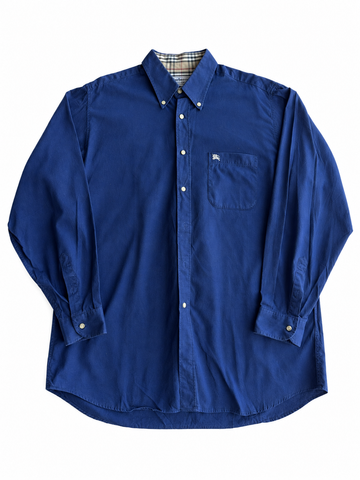 Camicia vintage Burberry blu inserti tartan tg L