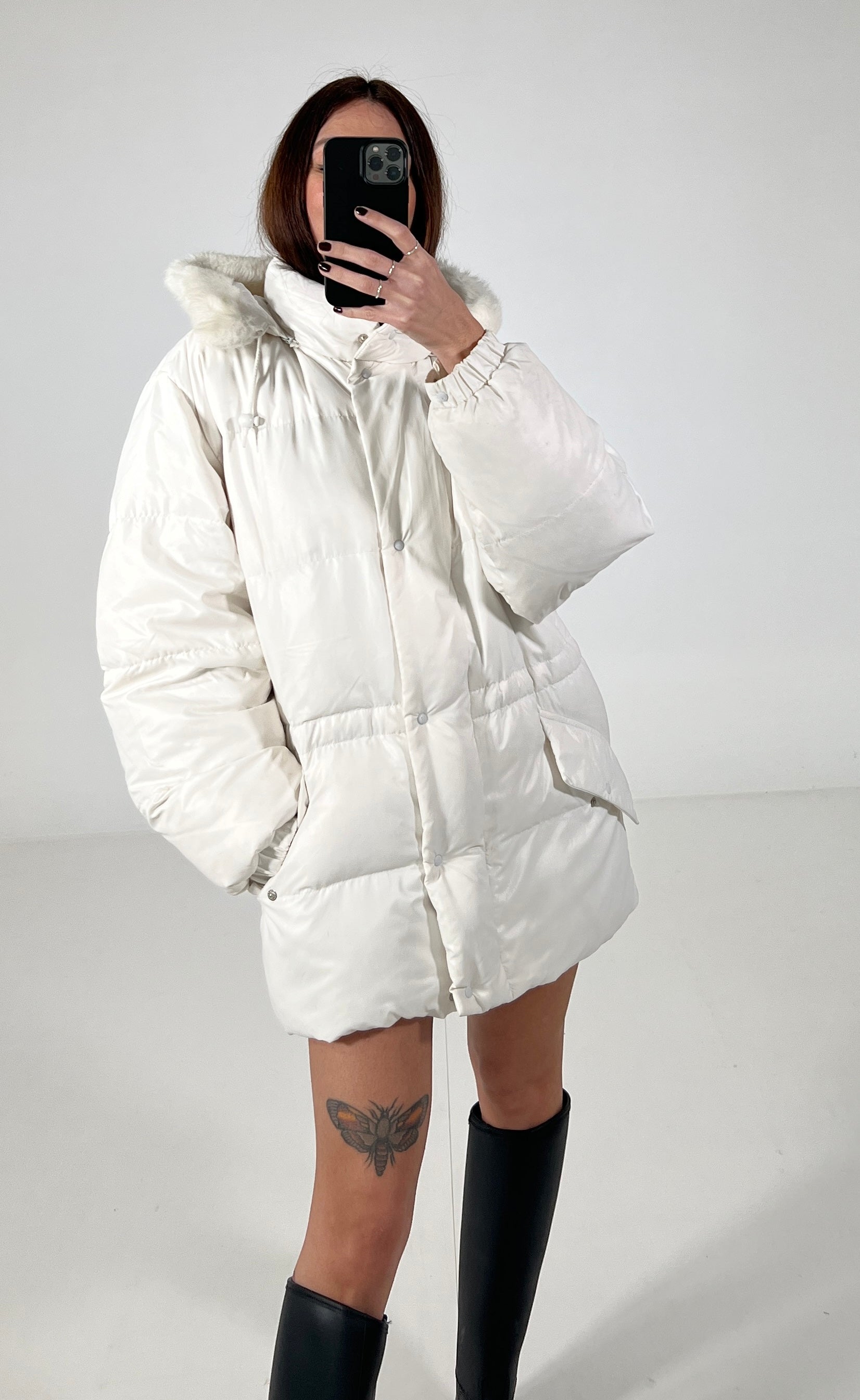 Giacca vintage Moncler bianco con cappuccio tg M