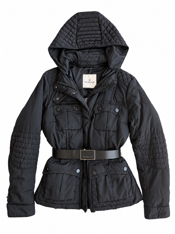 Giacca vintage Moncler nero con cintura tg 3