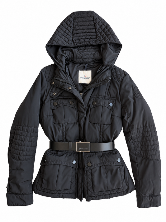Giacca vintage Moncler nero con cintura tg 3