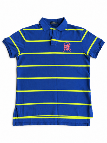 Polo vintage Ralph Lauren blu logo rosa tg M