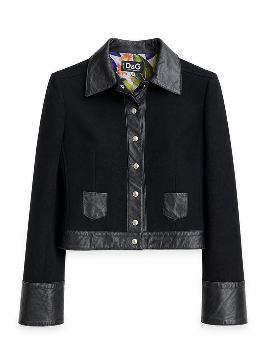 Blazer vintage Dolce & Gabbana lana e pelle tg 42
