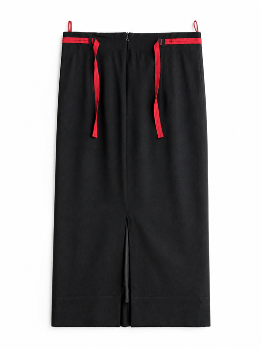 Gonna vintage Prada nero lana con cintura tg 44