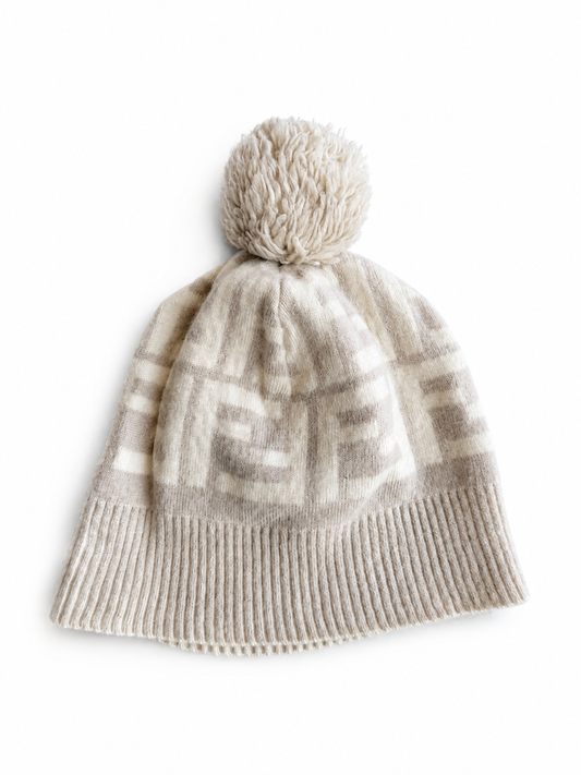Cappello vintage Fendi lana monogram chiaro