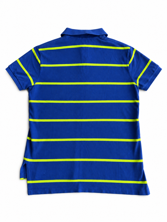 Polo vintage Ralph Lauren blu logo rosa tg M