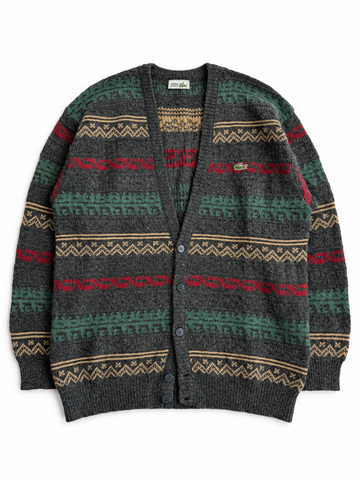 Cardigan vintage Lacoste lana fantasia tg XL+
