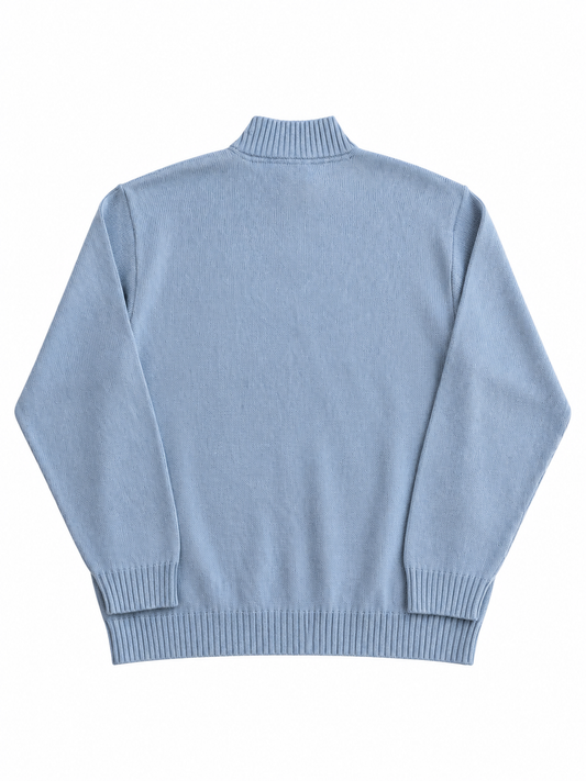 Maglia vintage Paul & Shark 1/4 zip in lana celeste XL+