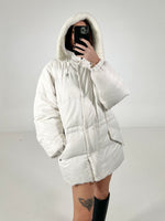 Carica l&#39;immagine nel visualizzatore di Gallery, Giacca vintage Moncler bianco con cappuccio tg M
