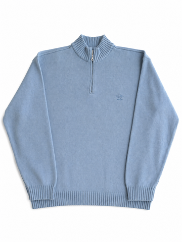 Maglia vintage Paul & Shark 1/4 zip in lana celeste XL+
