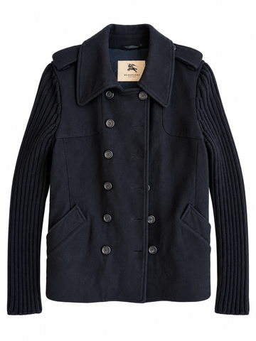 Cappotto Caban vintage Burberry lana manica a treccia tg 44