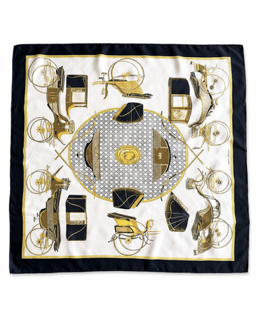 Foulard vintage Hermes in seta blu oro