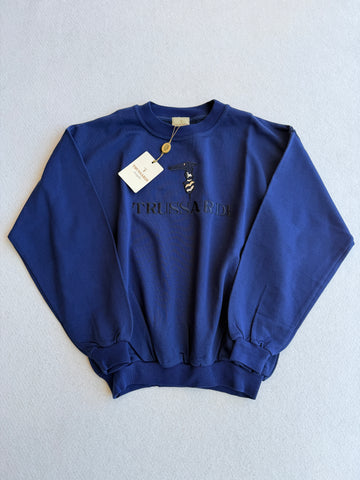 Felpa vintage Trussardi blu ricamata tg L