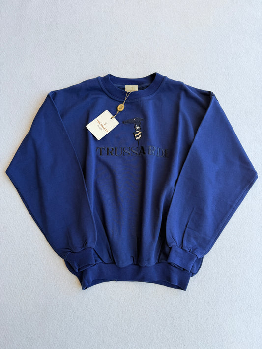 Felpa vintage Trussardi blu ricamata tg L