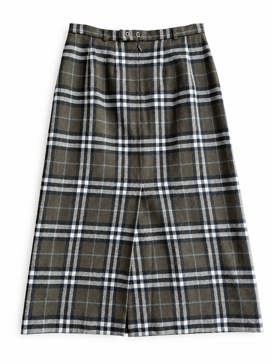 Gonna kilt vintage Burberry tartan verdone in lana tg S