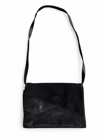 Borsa vintage Valentino nero pitone/velluto