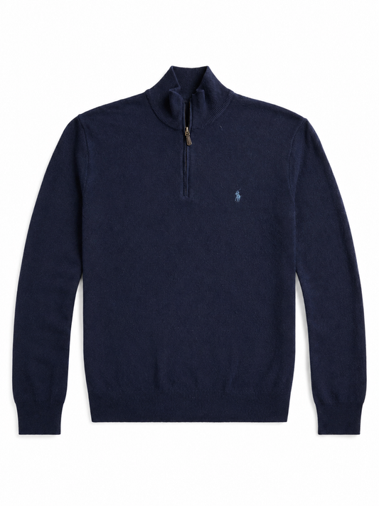 Maglia vintage Ralph Lauren in lana 1/4 zip blu tg XL