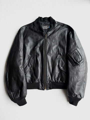 Giacca vintage Schott MA-1 in pelle nero tg 50